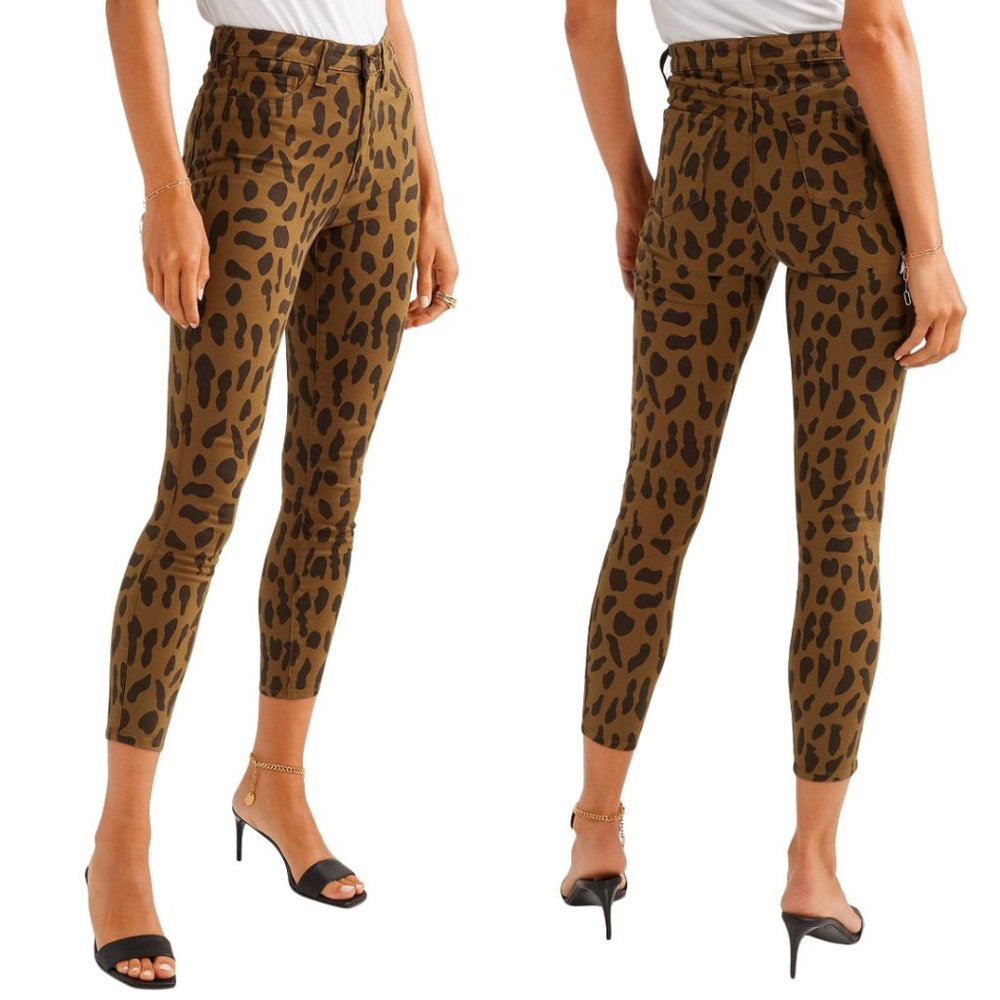 L'AGENCE Jeans Leopard Print High Waist Skinny Cropped $375 Size 28 - Picture 2 of 9